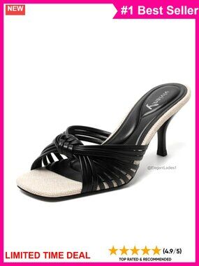 Strappy Square Open Toe Kitten Heel Sandals Knotted Faux Leather